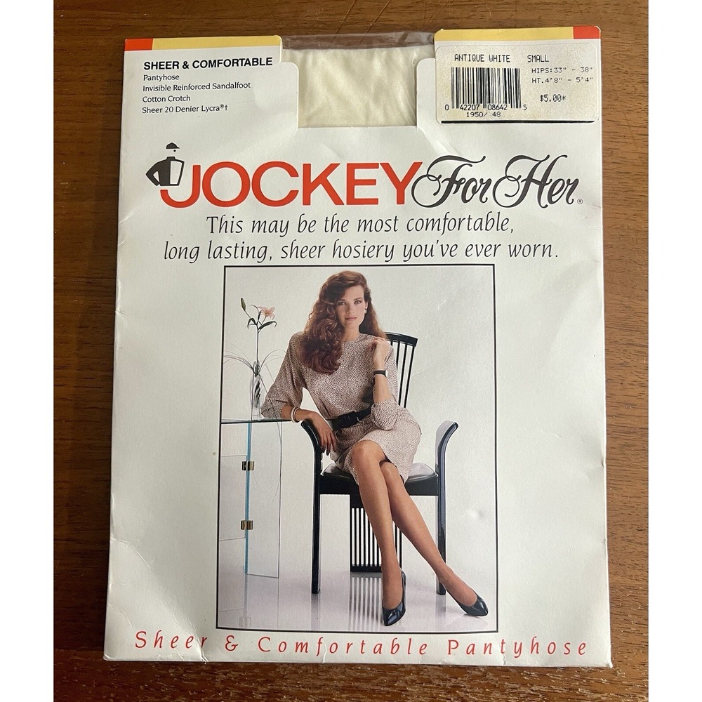 Jockey for Her Antique White Sheer Comfortable Pantyhose Vintage New Size Small